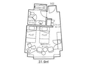 JRホテルクレメント高松で利用した、クレメントツイン間取り　